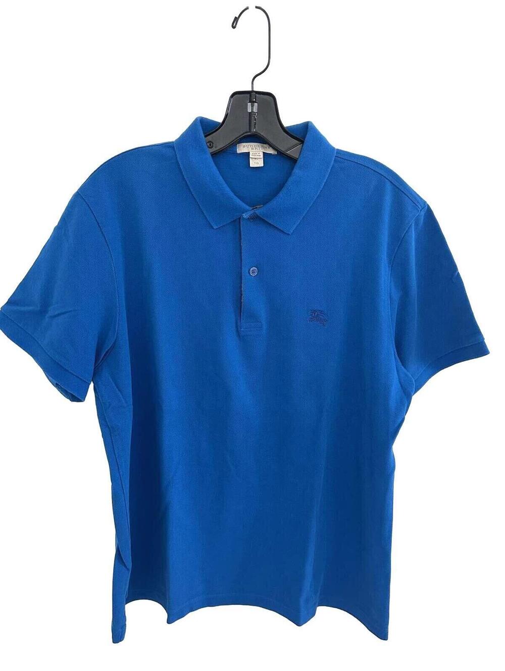 Burberry Brit Cotton Blue Polo Shirt ,Signature Check Detail Embroided Logo - XL